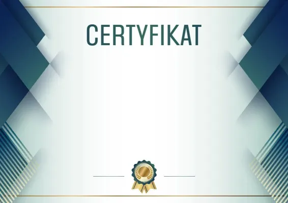Szablon uroczystego certyfikatu «Niebieska stal»