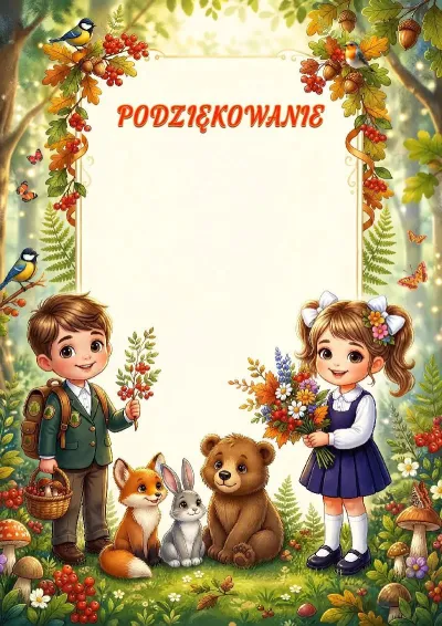 Szablon podziękowania „Leśne odkrycia”