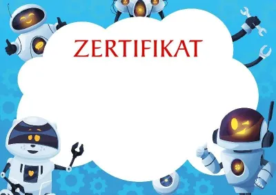 Kindervorlage für Zertifikat „Lustige Roboter“