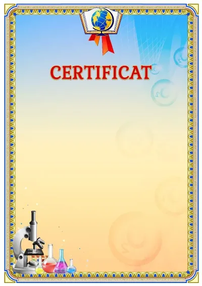 Șablon de certificat școlar «Puterea chimiei»