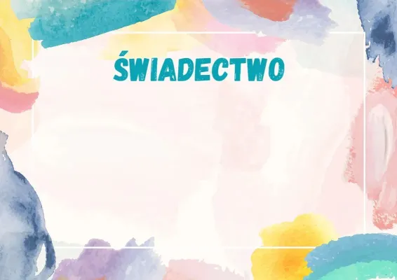 Szablon świadectwa „Akwarelowa fantazja”