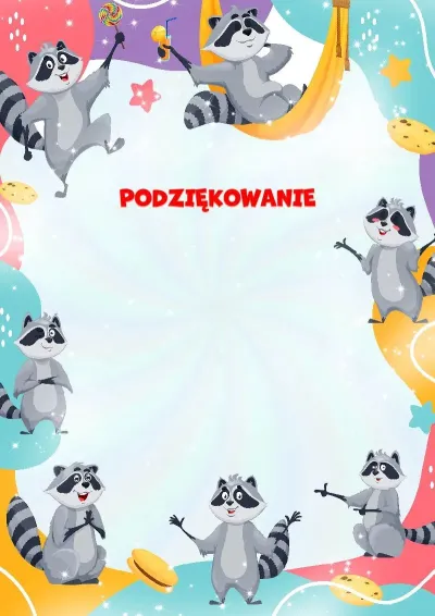 Szablon dziecięcego podziękowania „Wesołe szopy”