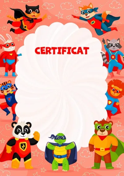 Șablon de certificat pentru copii „Supereroi veseli”