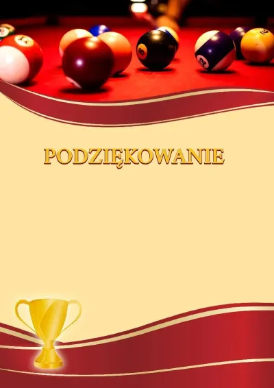 Szablon sportowego podziękowania «Bilard»