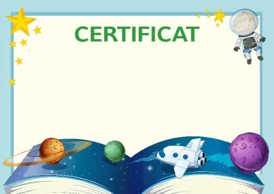 Șablon de certificat pentru copii «Spații cosmice»