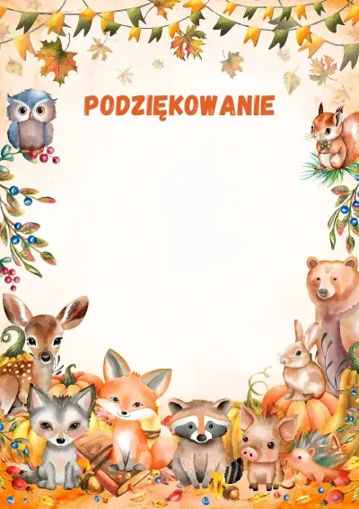 Szablon dziecięcego podziękowania „Strażnicy lasu”