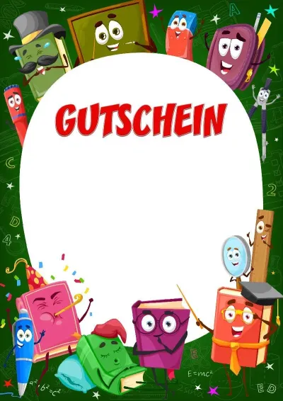 Kindervorlage für einen Gutschein «Lustige Lehrbücher»
