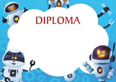 Modello di diploma per bambini «Robot allegri»
