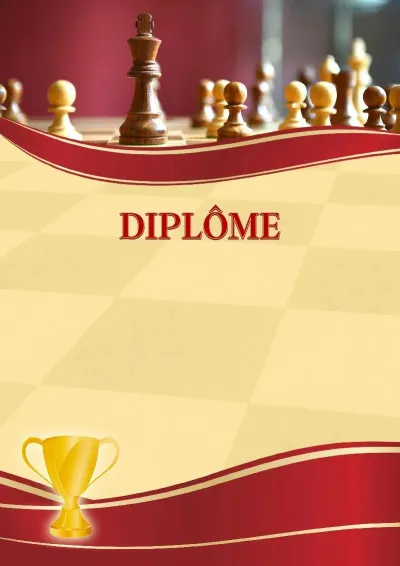 Modèle sportif de diplôme 'Échecs'