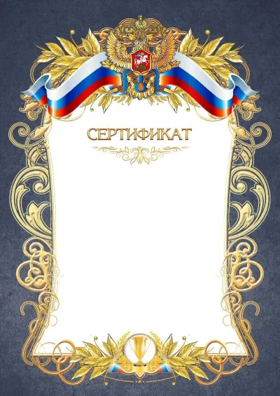 Шаблон официального сертификата №12
