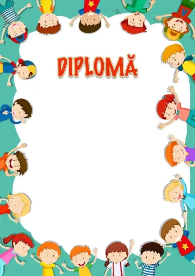 Șablon de diplomă pentru copii „Copiii din întreaga lume sunt prieteni”