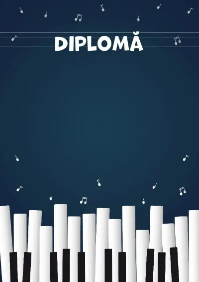 Șablon de diplomă muzicală «Pian vesel»