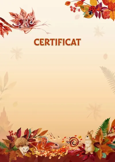 Șablon de certificat pentru copii «Jocuri de toamnă»