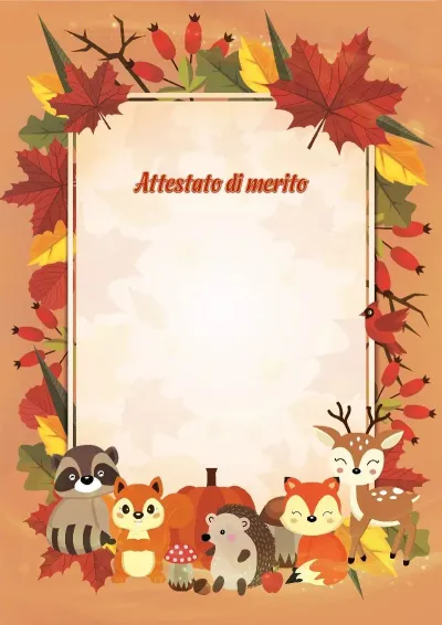 Modello di attestato per bambini «Amici d'autunno»