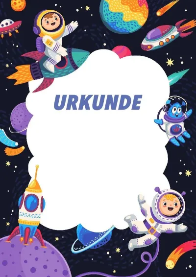 Urkundenvorlage für Kinder „Lustiger Weltraum“
