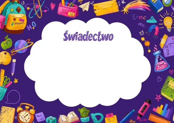 Szablon dziecięcego świadectwa «Świat odkryć»