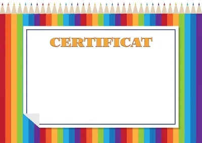 Modèle de certificat pour enfants «Crayons arc-en-ciel»