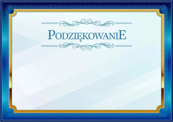 Szablon uroczystego podziękowania «Niebieski w złocie»