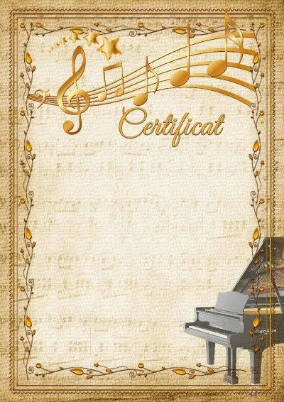 Modèle de certificat musical «Piano à queue»