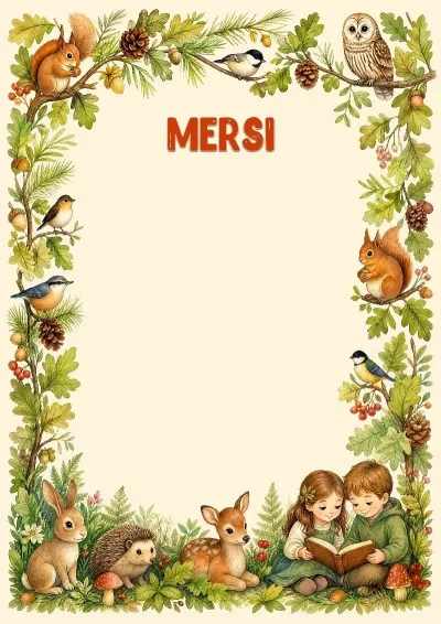 Modèle de lettre de remerciement pour enfants « Amis de la forêt »