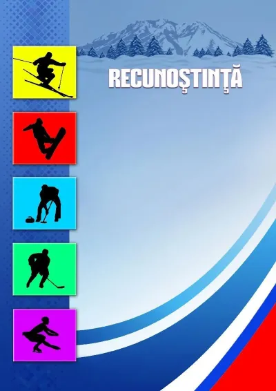 Șablon de diplomă de recunoștință sportivă «Sporturi de iarnă»