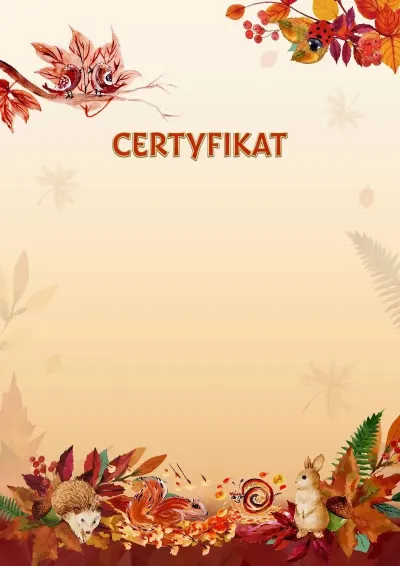 Szablon dziecięcego certyfikatu «Jesienne zabawy»