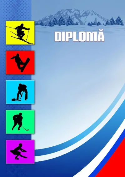 Șablon de diplomă sportivă «Sporturi de iarnă»