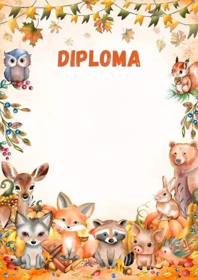Modello di diploma per bambini «I Custodi del Bosco»