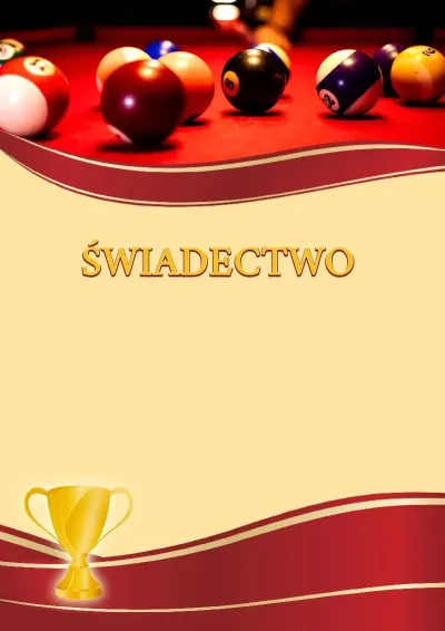 Szablon sportowego świadectwa «Bilard»