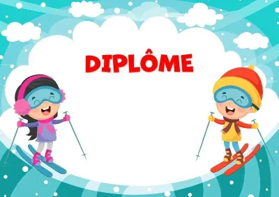 Modèle de diplôme pour enfants «Hiver à ski»