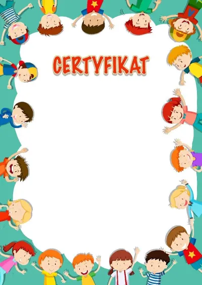Szablon dziecięcego certyfikatu «Przyjaźń dzieci z całego świata»