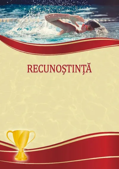 Șablon de diplomă de recunoștință sportivă „Înot sportiv”