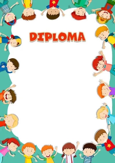 Modello di diploma per bambini «Bambini amici da tutto il mondo»