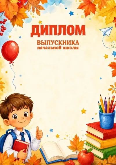 Шаблон школьного диплома выпускника начальной школы «Тропинка к знаниям»