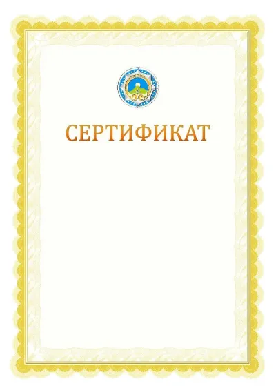 Ресми сертификаттың №17 үлгісі