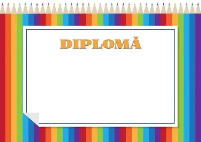 Șablon pentru diplomă de copii „Creioane curcubeu”