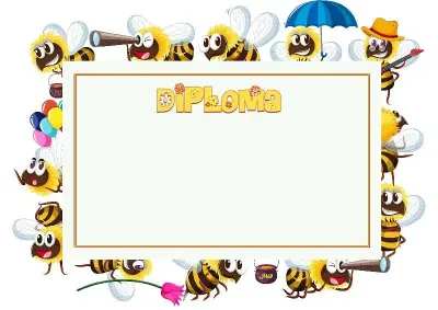 Modello di diploma per bambini «Api allegre»