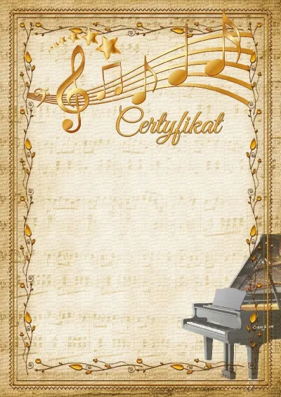 Szablon muzycznego certyfikatu «Fortepian»