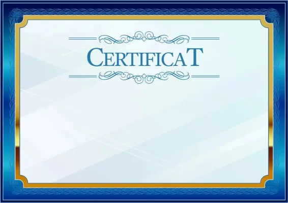 Modèle de certificat solennel «Bleu et Or»