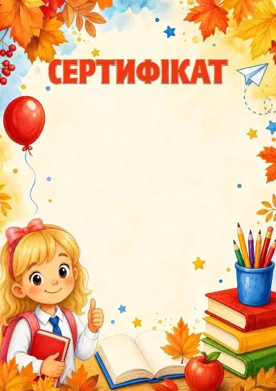 Шаблон шкільного сертифіката «Вперед до знань!»