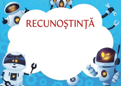 Șablon de scrisoare de mulțumire pentru copii «Roboți veseli»