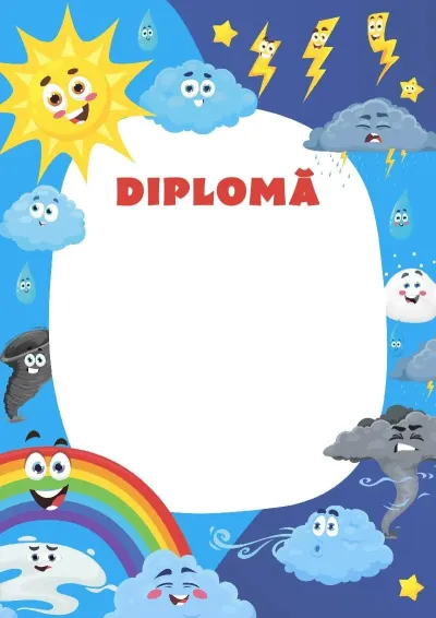 Șablon de diplomă pentru copii «Minuni în natură»