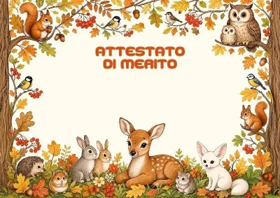 Modello di attestato per bambini «Fiaba Autunnale»