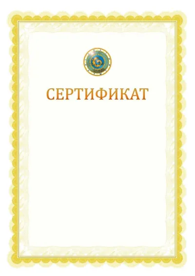 Ресми сертификаттың №17 үлгісі