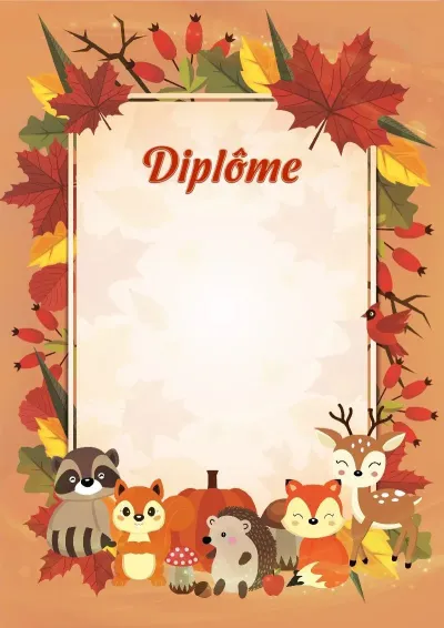 Modèle de diplôme pour enfants « Les amis de l'automne »